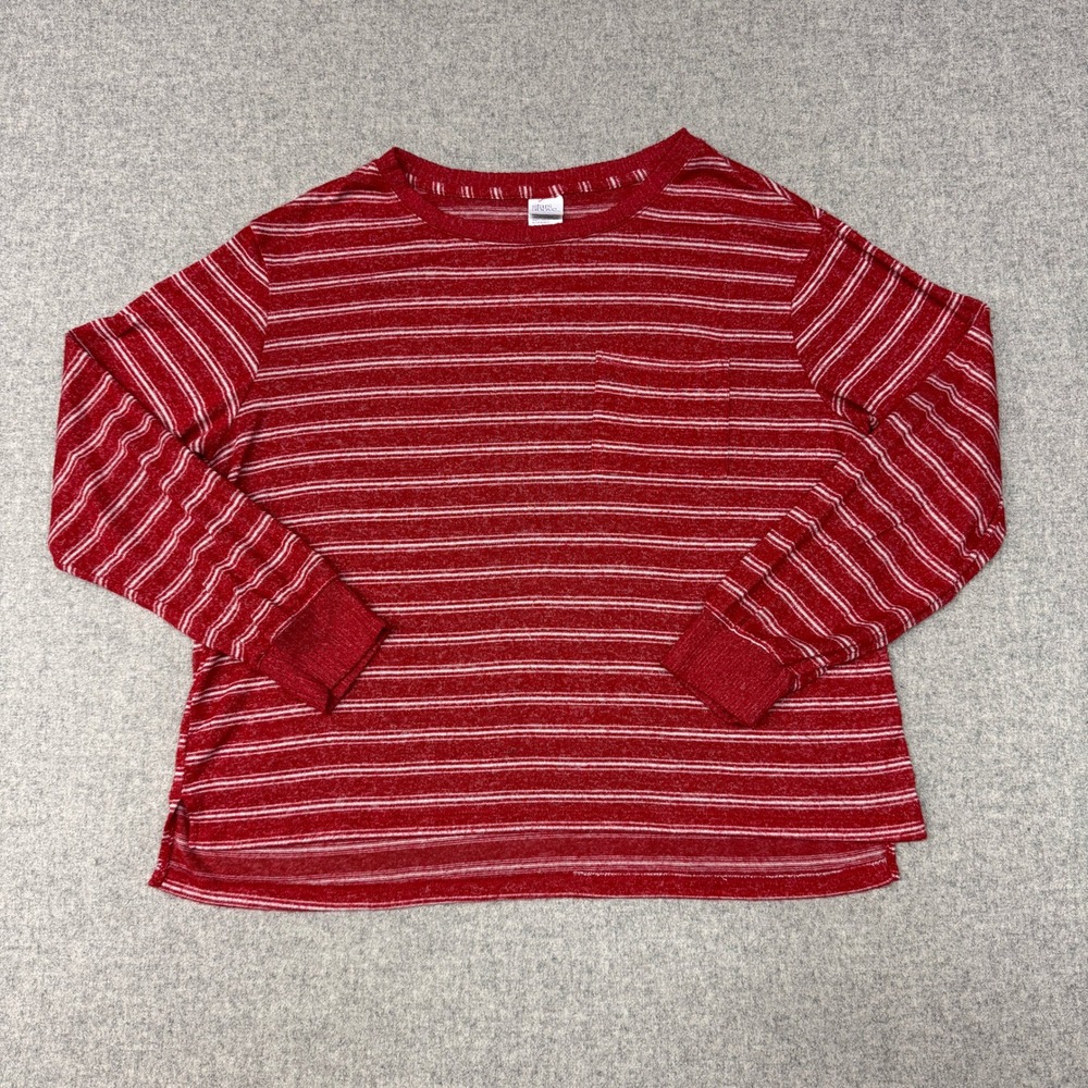 Stars Above | Striped Long Sleeve Pocket Top | L | Red | Perfectly Cozy Knit Top